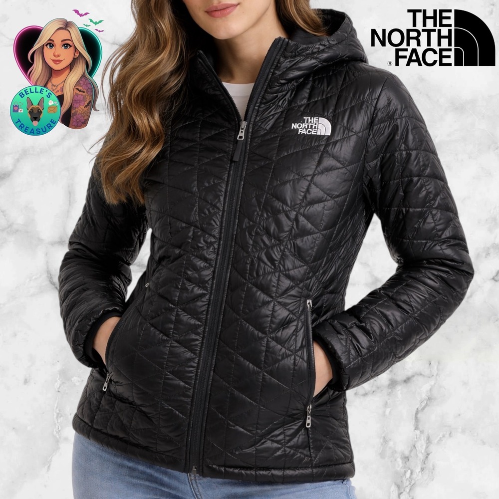 The North Face Thermoball Eco Hooded Jacket Black Quilted Puffer Women's‎ Medium